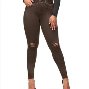 Good American Good Legs Skinny Jeans in Olive Green Raw Hem Women’s Size 12 / 31